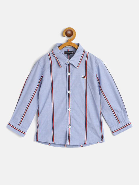

Tommy Hilfiger Boys Blue Regular Fit Striped Casual Shirt