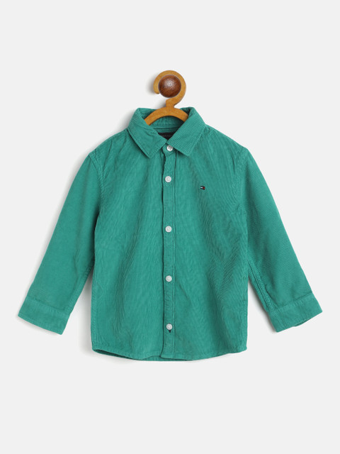

Tommy Hilfiger Boys Sea Green Regular Fit Solid Corduroy Pure Cotton Casual Shirt