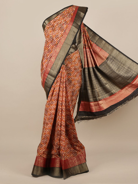 

Pothys Red Printed Jute Silk Saree
