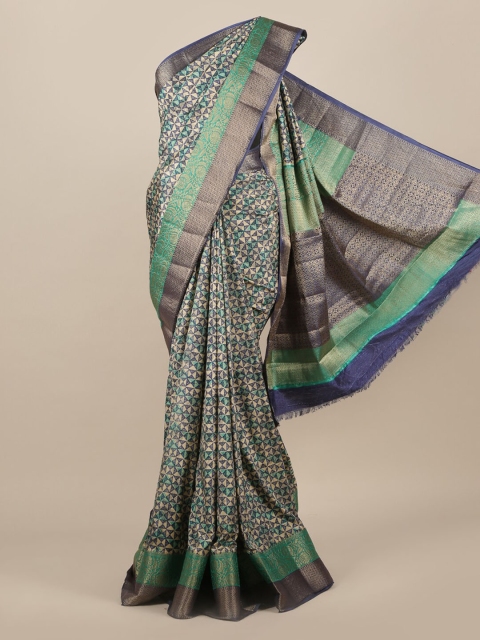 

Pothys Blue & Gold-Toned Jute Silk Woven Design Saree