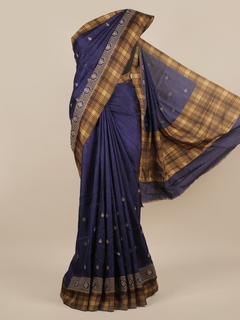 

Pothys Blue Printed Jute Silk Saree