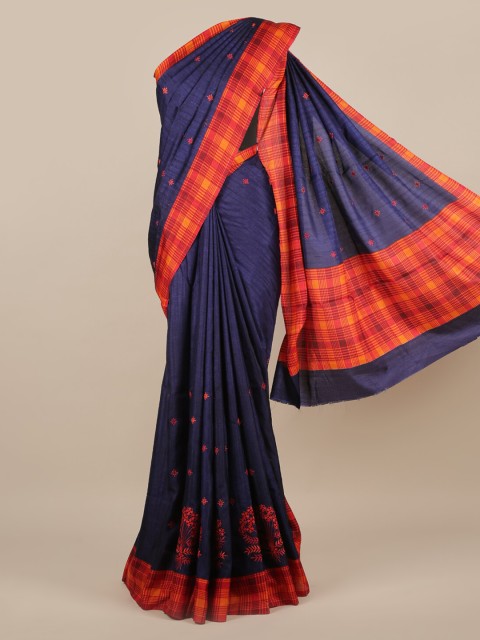 

Pothys Blue Embroidered Jute Silk Saree