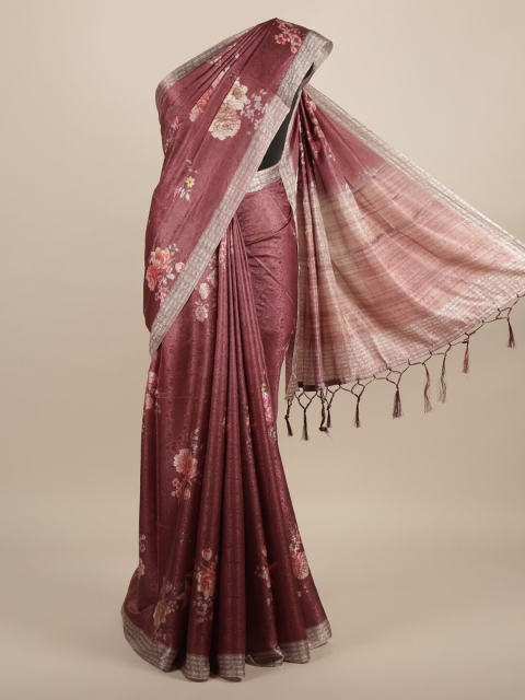 

Pothys Pink Printed Jute Silk Saree