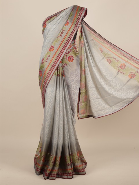 

Pothys Grey Printed Poly Chiffon Saree