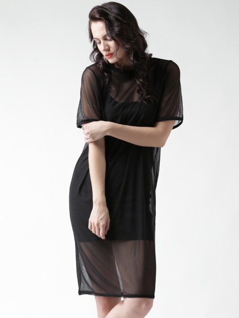 

Boohoo Black Net Shift Dress