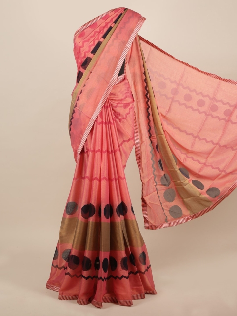 

Pothys Pink Printed Poly Chiffon Saree