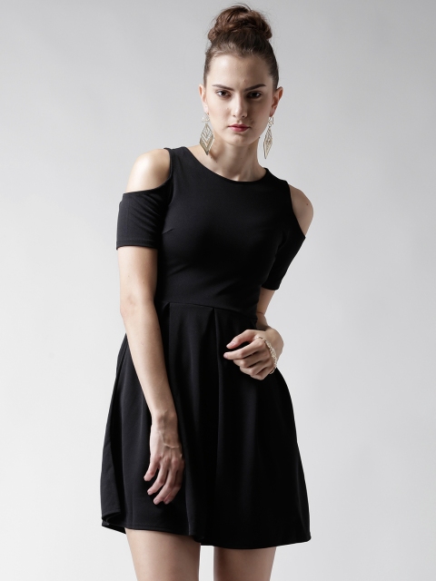 

Boohoo Black Cold Shoulder Skater Dress