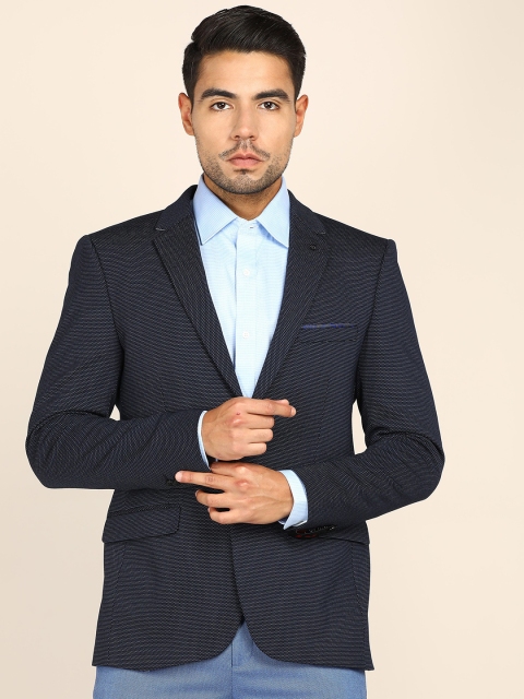 

Raymond Men Navy Blue Slim Fit Single-Breasted Blazer