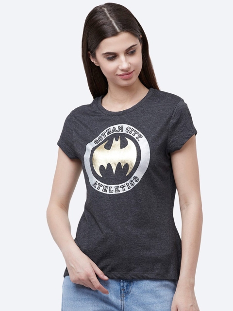 

Free Authority Women Grey Printed Batman Round Neck Cotton T-shirt