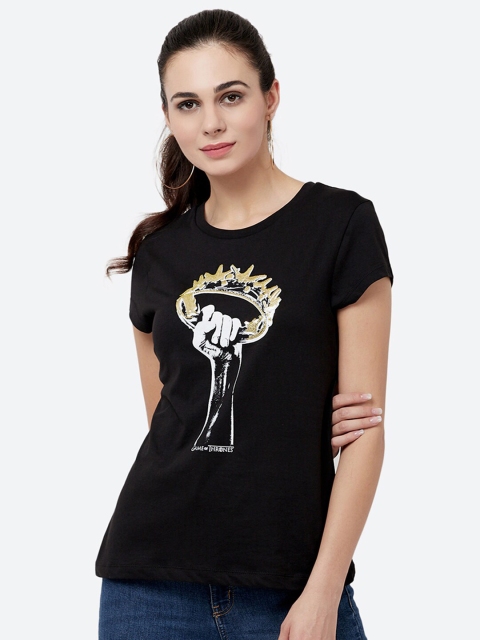 

Free Authority Women Black Game of Thrones Printed T-shirt