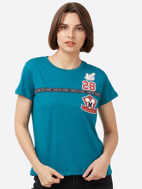 

Free Authority Mickey & Friends Featured Women Blue Printed Round Neck T-shirt