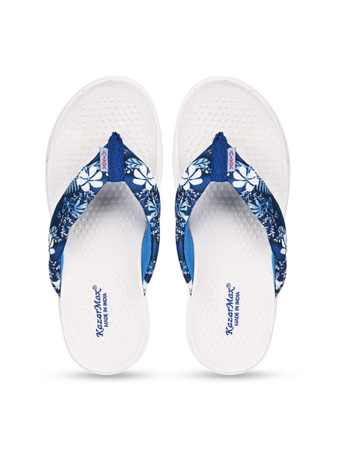 

KazarMax Women White & Blue Printed Thong Flip-Flops