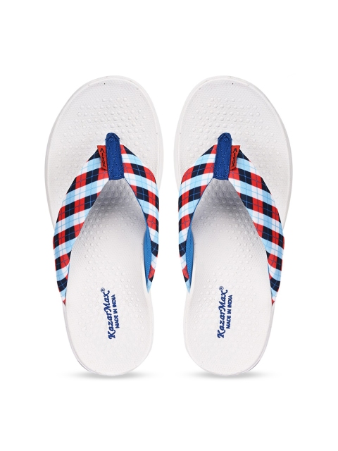 

KazarMax Women White & Navy Blue Striped Thong Flip-Flops