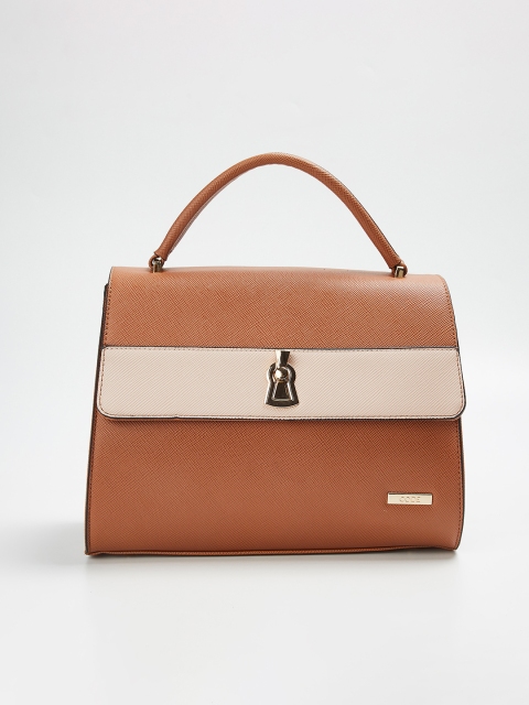 

CODE by Lifestyle Tan & Cream-Coloured Colourblocked Handheld Bag