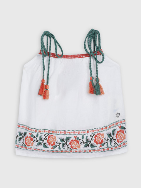 

Blue Giraffe White Linen Solid Regular Top