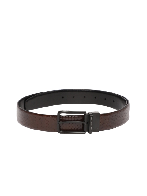 

Tommy Hilfiger Men Brown & Black Textured Leather Reversible Belt