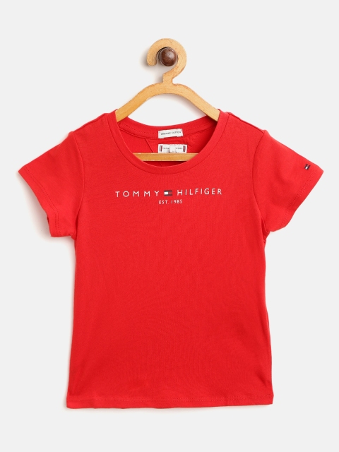 

Tommy Hilfiger Girls Red Brand Logo Printed T-shirt