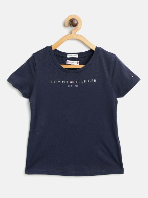 

Tommy Hilfiger Girls Navy Blue Cotton Brand Logo Printed T-shirt