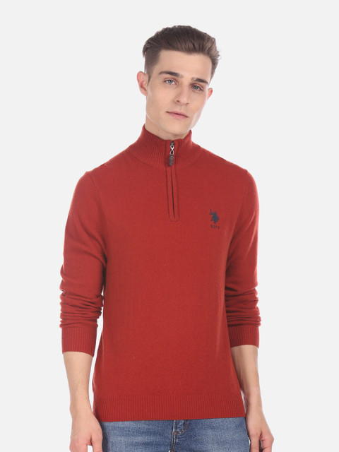 

U.S. Polo Assn. Men Rust Solid Pullover Sweater
