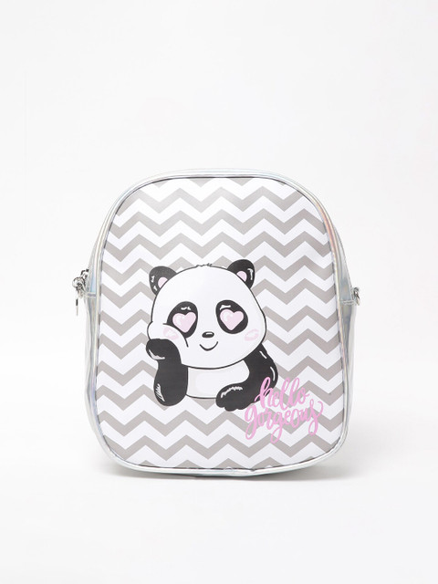 

Ginger by Lifestyle Women Silver-Toned & White Graphic Backpacks