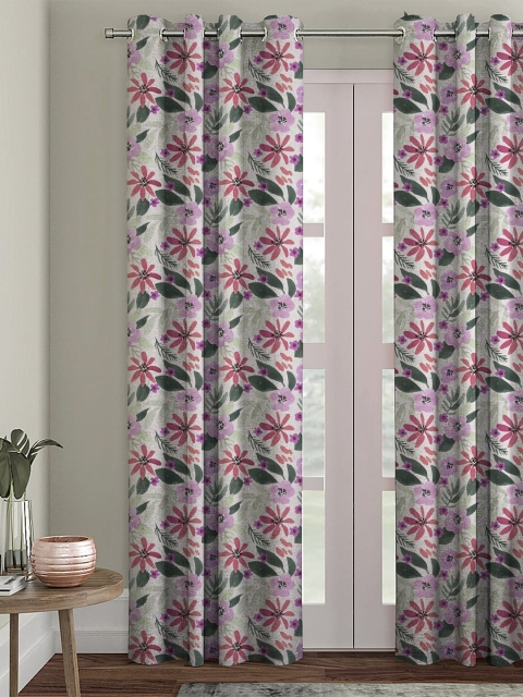 

HOUZZCODE White & Lavender Single Black Out Long Door Curtain
