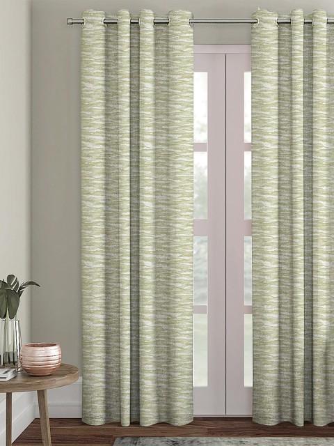

HOUZZCODE Green & White Black Out Door Curtain