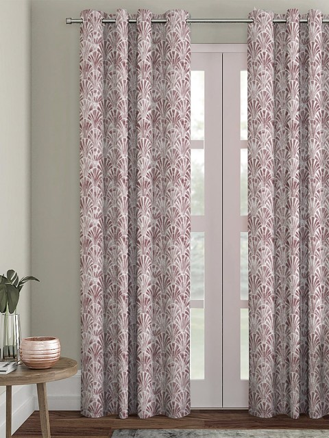 

HOUZZCODE Maroon & White Black Out Door Curtain