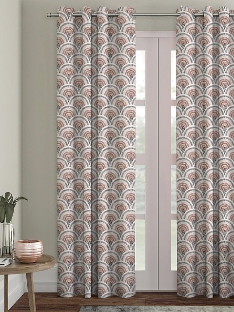 

HOUZZCODE Maroon & White Single Printed Black Out Door Curtain
