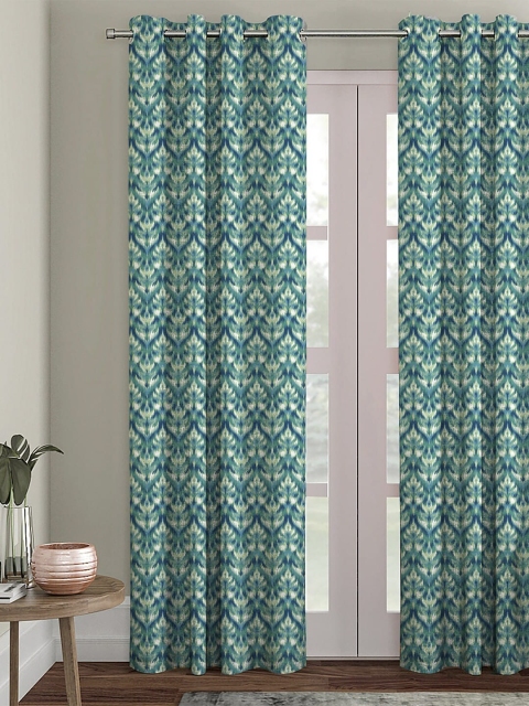 

HOUZZCODE Green & Beige Single Black Out Long Door Curtain
