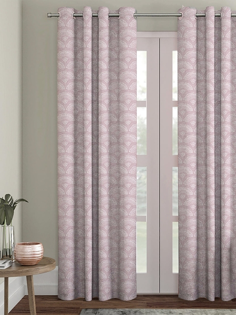 

HOUZZCODE Purple & White Single Black Out Long Door Curtain