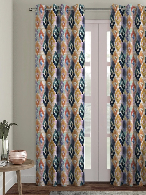 

HOUZZCODE Multicoloured Single Black Out Door Curtain, Multi