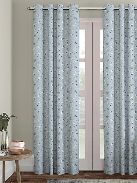

HOUZZCODE Blue & White Black Out Door Curtain