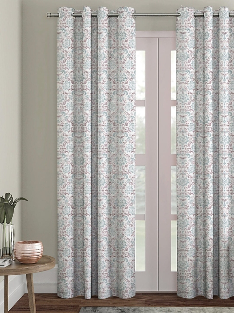

HOUZZCODE White & Grey Single Black Out Long Door Curtain