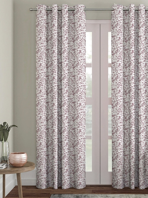 

HOUZZCODE Unisex Maroon Printed Curtains, White