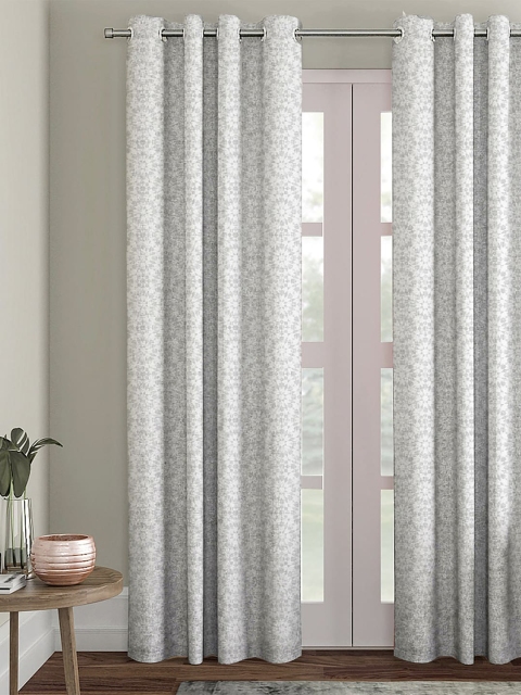 

HOUZZCODE Grey & White Single Black Out Long Door Curtain
