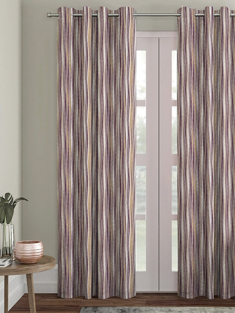 

HOUZZCODE Mauve & White Single Black Out Long Door Curtain