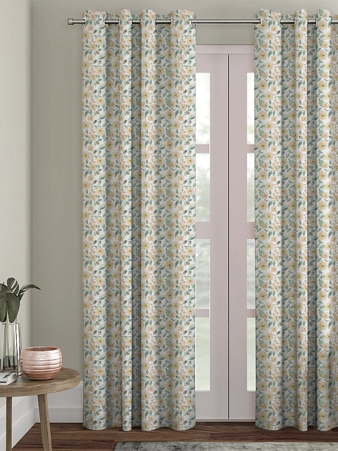 

HOUZZCODE Off-White & Beige Single Black Out Long Door Curtain
