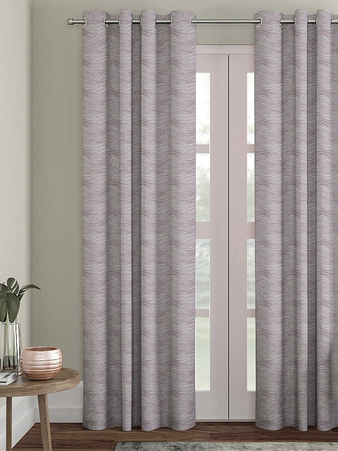 

HOUZZCODE Purple & Grey Single Black Out Long Door Curtain