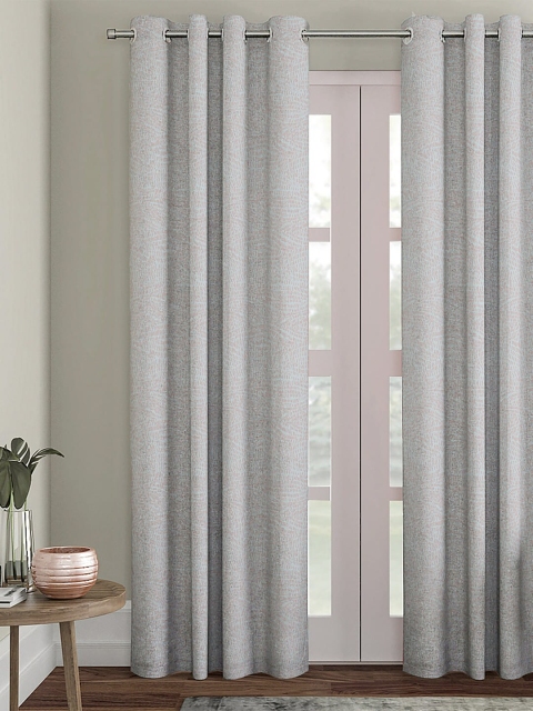 

HOUZZCODE Grey & Pink Single Black Out Door Curtain