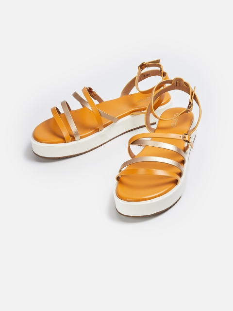 

Ginger by Lifestyle Women Mustard Solid Open Toe Flats