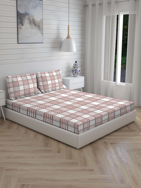

Boutique Living India White & Brown Geometric 210 TC Cotton 1 King Bedsheet with 2 Pillow Covers