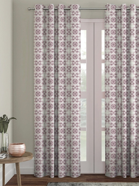

HOUZZCODE White & Maroon Single Black Out Long Door Curtain
