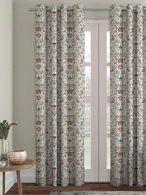 

HOUZZCODE Unisex Multi Abstract Printed Curtains, White