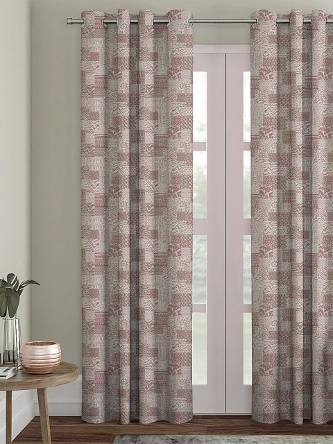 

HOUZZCODE White & Brown Single Black Out Long Door Curtain