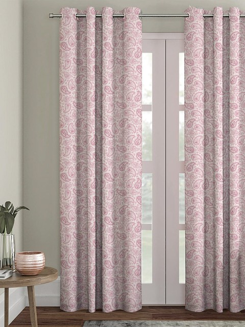 

HOUZZCODE Pink & Cream-Coloured Single Black Out Door Curtain