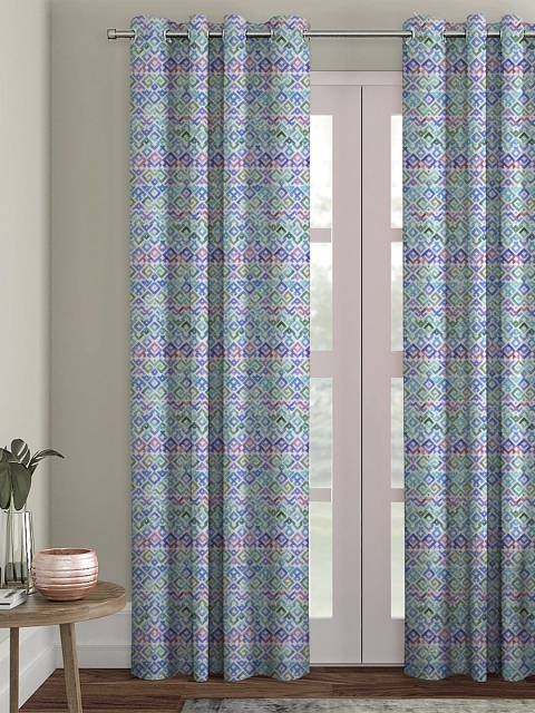 

HOUZZCODE White & Purple Black Out Door Curtain