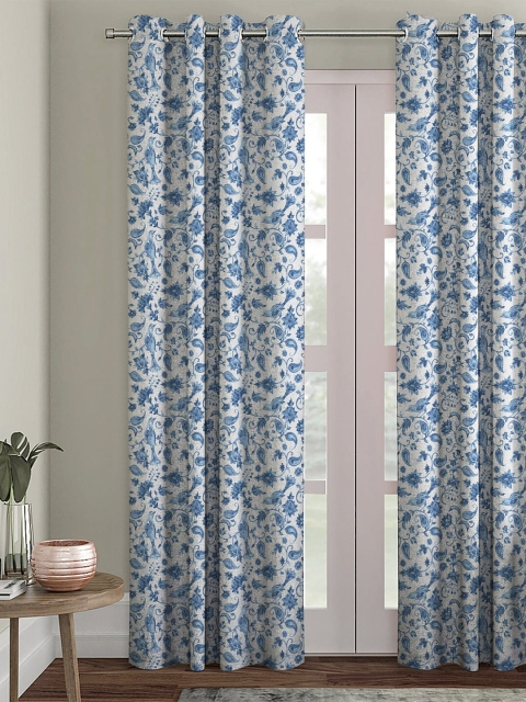 

HOUZZCODE Unisex Blue Abstract Printed Curtains
