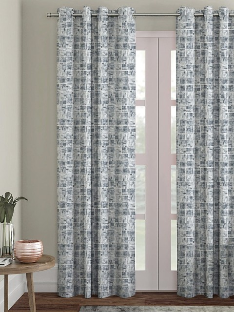 

HOUZZCODE White & Grey Black Out Door Curtain