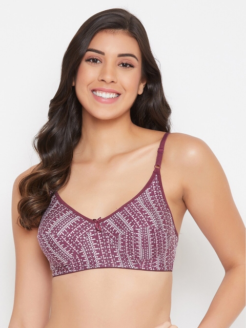 

Clovia Purple & White Printed Non-Wired Non Padded Everyday Bra BR0227T1532B