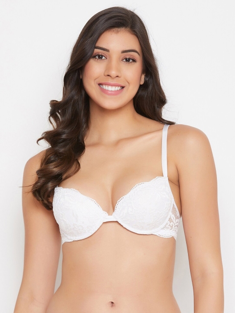 

Clovia White Lace Underwired Lightly Padded Push-Up Bra BR2195P1832C